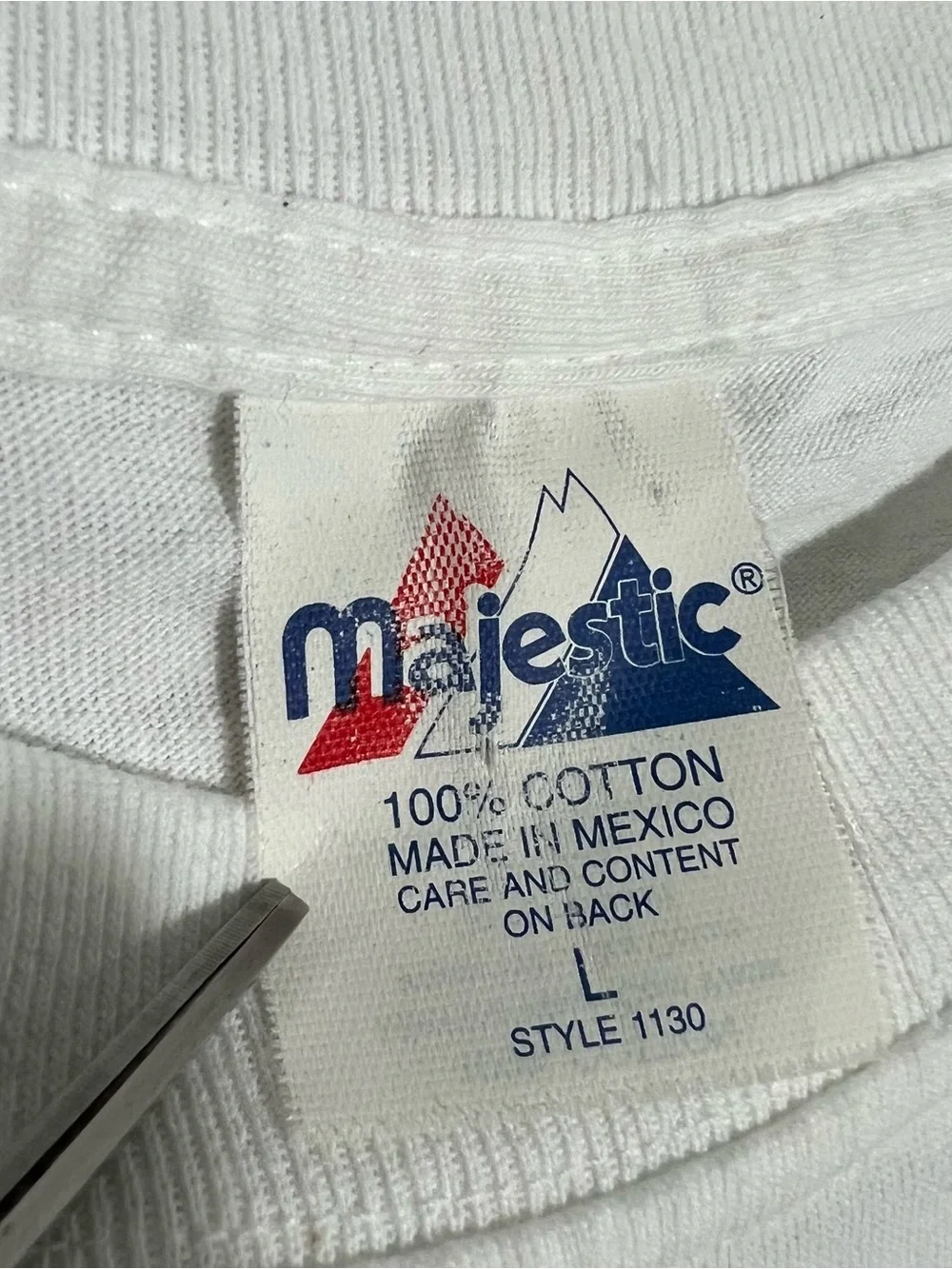 Vintage Majestic MLB New York Yankees US American Flag White T-Shirt Mens Large